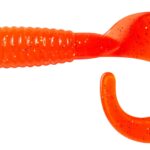 Naluca soft Dam Grub Curl Tail 7cm UV Orange/Silver, pentru rapitori, apa dulce si sarata