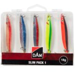 Kit naluci pescuit Dam Slim Pack 5 buc 18g cu cutie inclusa